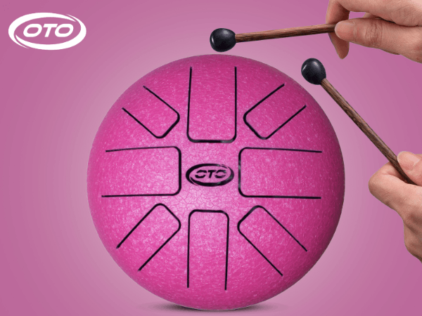 OTO Steel Tongue Drum, Pink, 8 Notes, with Mallets and Carry Bag with music book -PINK