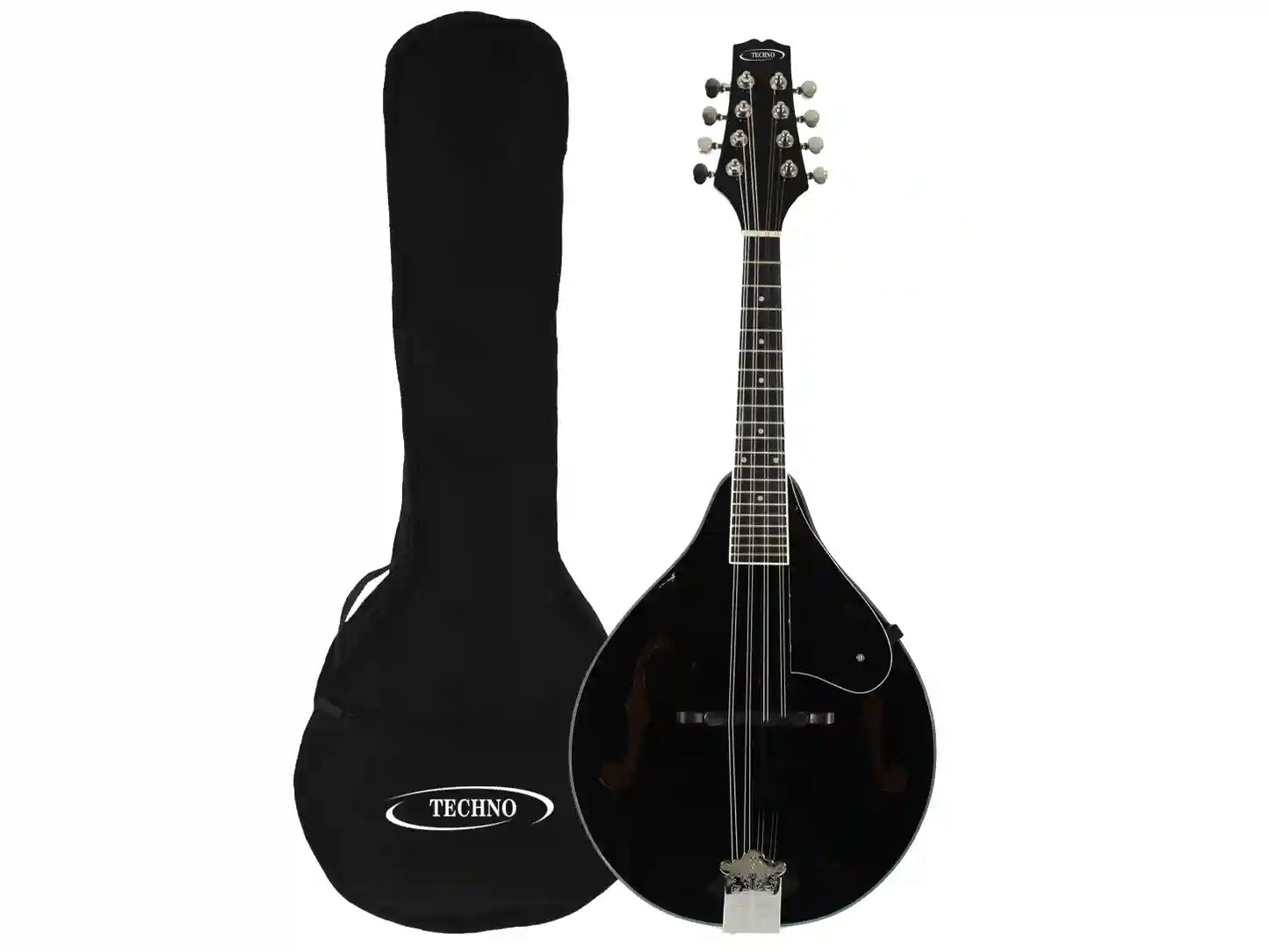 RJ-TMD24 8-String Mandolin with Okoume Neck, A-style F-Hole Mandolin (Rosewood Bridge & Padded Gig Bag-Black)