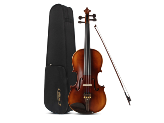 Techno V4/4 Violin with Spruce Top, Maple Body & Full Ebony Parts , Foam Case and Round Bow(NATURAL BROWN)