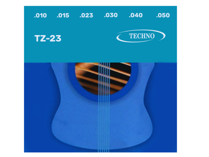 Techno TZ-23 Professional Acoustic Guitar String Set, Bronze, 6-Pack (.010-.050 Gauge), for Steel String Guitars