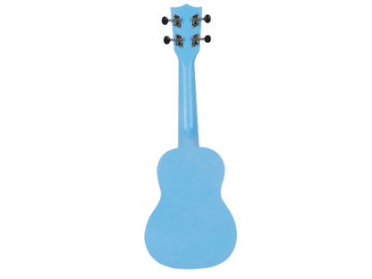 Techno Soprano Ukulele, Natural Wood, 4 Strings, Spruce Wood Back and Top, With Carrying Case, Manual Operation, (SKY BLUE)