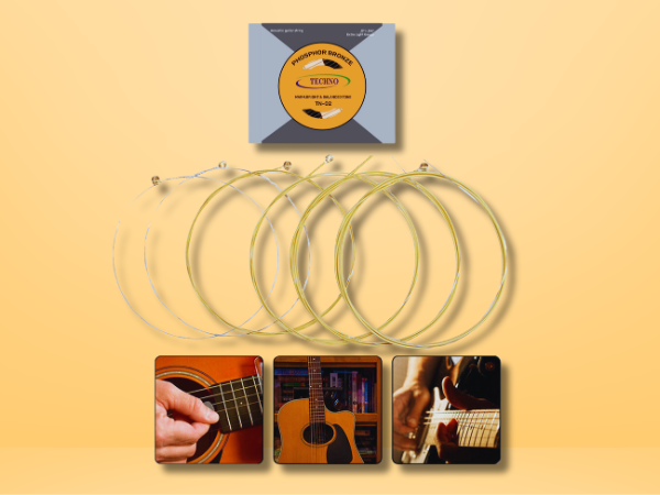 Techno TN-02 Phosphor Bronze Acoustic Guitar Strings, Extra Light Gauge .011-.047, Warm Bright Balanced Tone