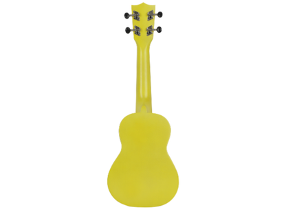 Techno Soprano Ukulele, Natural Wood, 4 Strings, Spruce Wood Back and Top, With Carrying Case, Manual Operation, (Yellow)