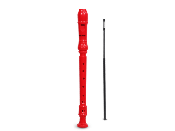 Techno Recorder Flute, Red C Scale , 12.5 Inches with Cleaning Rod, Safe Mouthpiece, Easy to Clean, Natural Premium Finish (Red)