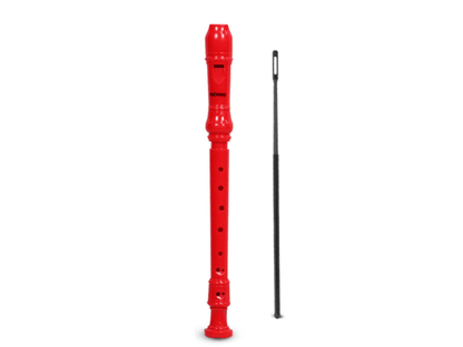 Techno Recorder Flute, Red C Scale , 12.5 Inches with Cleaning Rod, Safe Mouthpiece, Easy to Clean, Natural Premium Finish (Red)