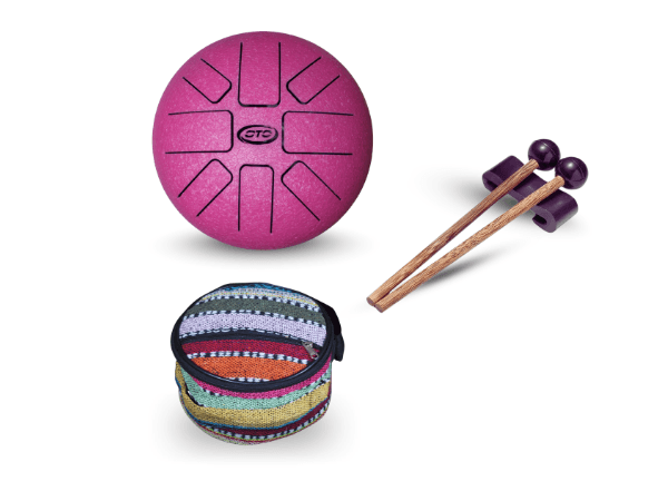 OTO Steel Tongue Drum, Pink, 8 Notes, with Mallets and Carry Bag with music book -PINK