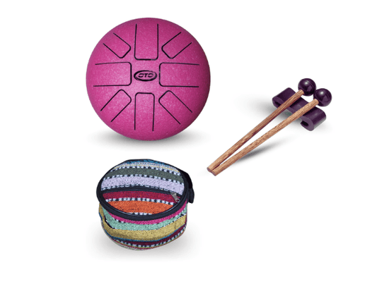 OTO Steel Tongue Drum, Pink, 8 Notes, with Mallets and Carry Bag with music book -PINK