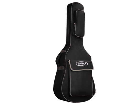 ZINTECH Guitar Bag 36 Inch, Black Nylon, 8mm Padded, Adjustable Backpack Straps, Waterproof with Front Accessory Pocket
