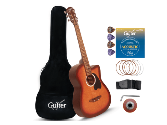 Guiter RJ-OTG239D Acoustic Guitar Combo(Pickup, Bag, Strings, Picks, Strap) Acoustic Guitar Mahogany Rosewood Right Hand Orientation