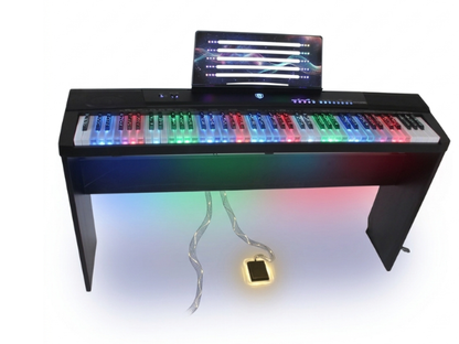 TECHNO TP100887 88-Key Portable Digital Piano with Lightning keys 140 Tones 16 Demo Songs|USB MIDI | Split Mode|Record & Play | Stand & Sustain Pedal Digital Digital Piano