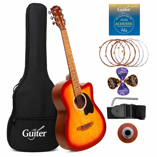 Guiter RJ-OTG239D Acoustic Guitar Combo(Pickup, Bag, Strings, Picks, Strap) Acoustic Guitar Mahogany Rosewood Right Hand Orientation