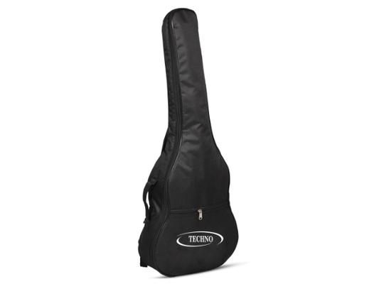 Techno Premium Guitar Bag, Black Waterproof Nylon, 36 Inch Acoustic Guitar Bag 6mm padded with Backpack Straps, Front Accessory Pocket, Heavy-duty Protection