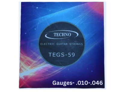 Techno TEGS-59 Electric Guitar Strings, Light Gauge .010-.046, Steel and Synthetic Core, 6-String Set for Electric Guitars