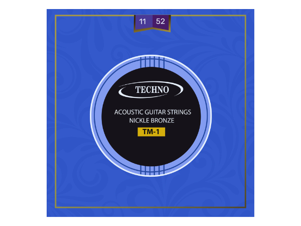 TECHNO TM-1 Nickel Bronze Acoustic Guitar Strings, 6-String Set, Professional Musical Instrument Accessories