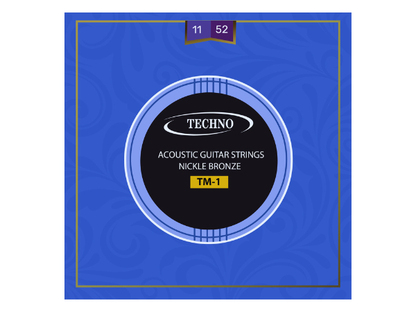 TECHNO TM-1 Nickel Bronze Acoustic Guitar Strings, 6-String Set, Professional Musical Instrument Accessories