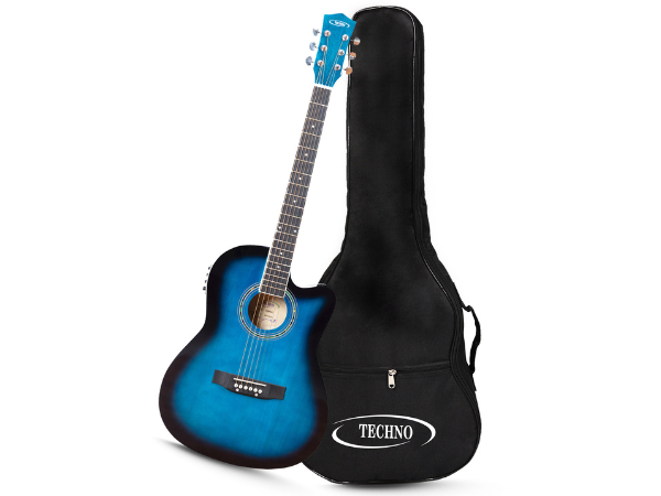TECHNO RJ-10239CEG- ProSound with 4-Band EQ-39 Inch Semi-acoustic Guitar Mahogany, Spruce Rosewood Right Hand Orientation-BLUE