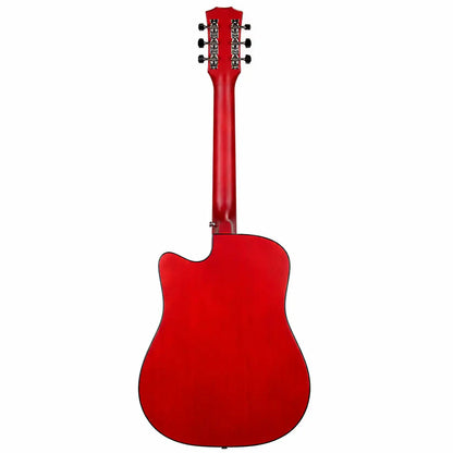 TECHNO OTG-38CG Acoustic Guitar Kit, 38-Inch Cutaway -With ,TRUSS ROD & Accessories Acoustic Guitar Linden Wood Rosewood Right Hand Orientation - Red