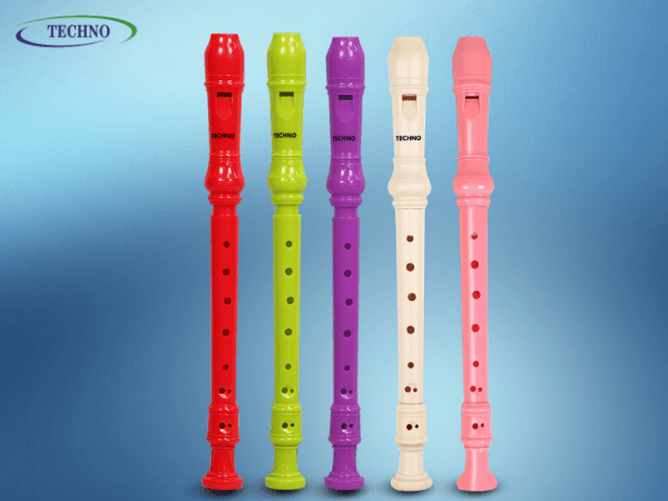 Techno Recorder Flute, Red C Scale , 12.5 Inches with Cleaning Rod, Safe Mouthpiece, Easy to Clean, Natural Premium Finish (Red)