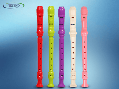 Techno Recorder Flute, Red C Scale , 12.5 Inches with Cleaning Rod, Safe Mouthpiece, Easy to Clean, Natural Premium Finish (Red)