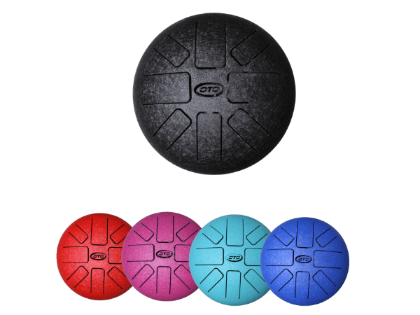 OTO Steel Tongue Drum, Black, 8 Notes, with Mallets and Carry Case, Percussion Instrument-BK