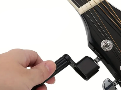 Techno Professional Guitar String Winder, Black Carbon Steel, Universal String Peg Winder for Acoustic and Electric Guitars, Glossy Finish.