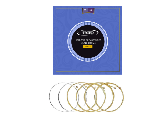 TECHNO TM-1 Nickel Bronze Acoustic Guitar Strings, 6-String Set, Professional Musical Instrument Accessories