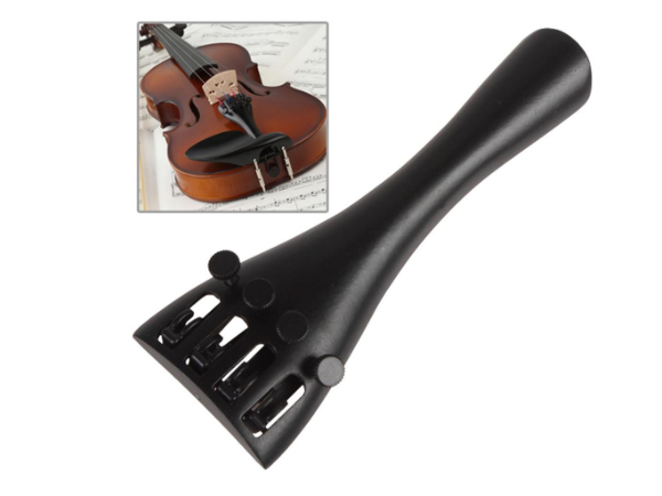 Professional Violin Tailpiece, Black Carbon Fiber Construction, High-Sensitivity Fine Tuning System,4-String Adjustable Design for Accurate Tuning
