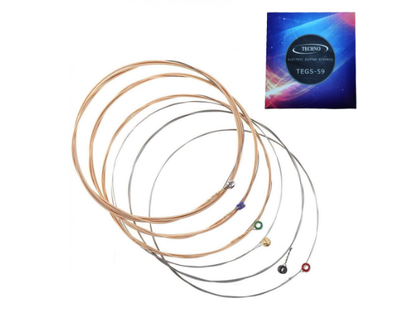 Techno TEGS-59 Electric Guitar Strings, Light Gauge .010-.046, Steel and Synthetic Core, 6-String Set for Electric Guitars