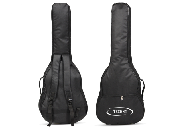 Techno Premium Guitar Bag, Black Waterproof Nylon, 36 Inch Acoustic Guitar Bag 6mm padded with Backpack Straps, Front Accessory Pocket, Heavy-duty Protection