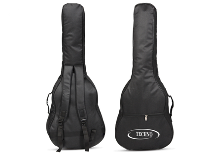 Techno Premium Guitar Bag, Black Waterproof Nylon, 36 Inch Acoustic Guitar Bag 6mm padded with Backpack Straps, Front Accessory Pocket, Heavy-duty Protection