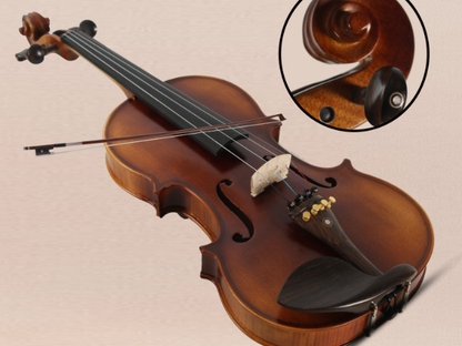 Techno V4/4 Violin with Spruce Top, Maple Body & Full Ebony Parts , Foam Case and Round Bow(NATURAL BROWN)