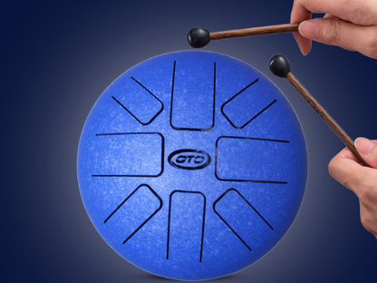 OTO Steel Tongue Drum, Blue, 8 Notes, with Mallets and Carrying Bag(BLUE)