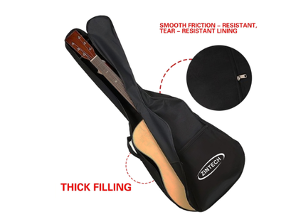 ZINTECH Armor Lite 34 inch Premium Guitar Gig Bag – 6mm Padded Black Nylon Soft Case with Adjustable Backpack Straps & Front Accessory Pocket