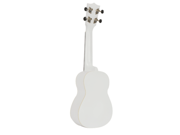 Techno Soprano Ukulele, Natural Wood, 4 Strings, Spruce Wood Back and Top, With Carrying Case, Manual Operation, (WHITE)