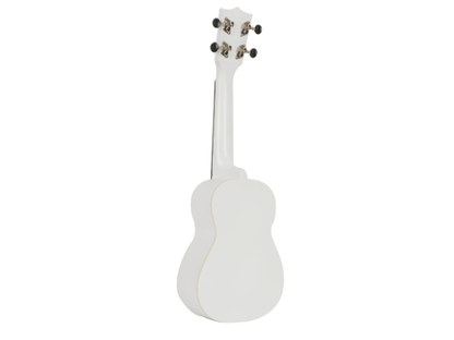 Techno Soprano Ukulele, Natural Wood, 4 Strings, Spruce Wood Back and Top, With Carrying Case, Manual Operation, (WHITE)