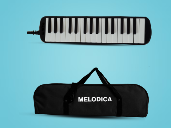 Techno Professional Melodica, 32-Key Piano Style Keyboard with Carrying Case, Black and White, Portable Musical Wind Instrument with Mouthpiece(BLACK)