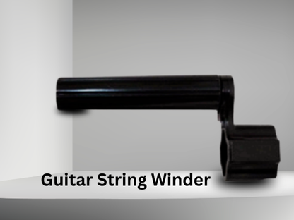 Techno Professional Guitar String Winder, Black Carbon Steel, Universal String Peg Winder for Acoustic and Electric Guitars, Glossy Finish.