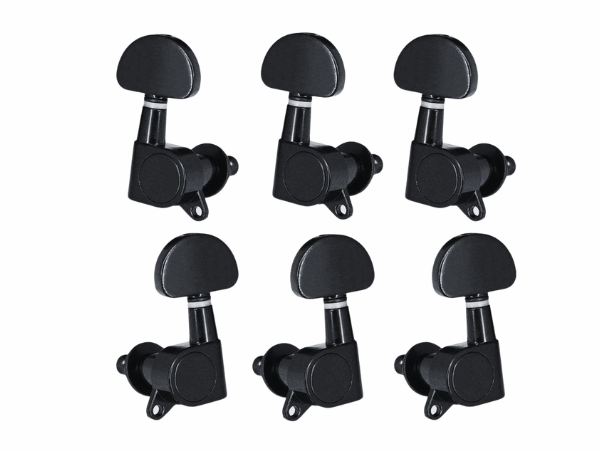Premium Black Guitar Tuning Pegs Set – 6 Precision Semi-Closed Machine Heads with Anti-Slip Mount