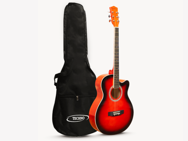 TECHNO RJ-10239CEG- ProSound with 4-Band EQ-39 Inch Semi-acoustic Guitar Mahogany, Spruce Rosewood Right Hand Orientation (Red)