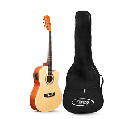 TECHNNO Prosound with 4-Band EQ-39 Inch Semi-acoustic Guitar Mahogany, Acoustic Guitar Mahogany Spruce Right Hand Orientation