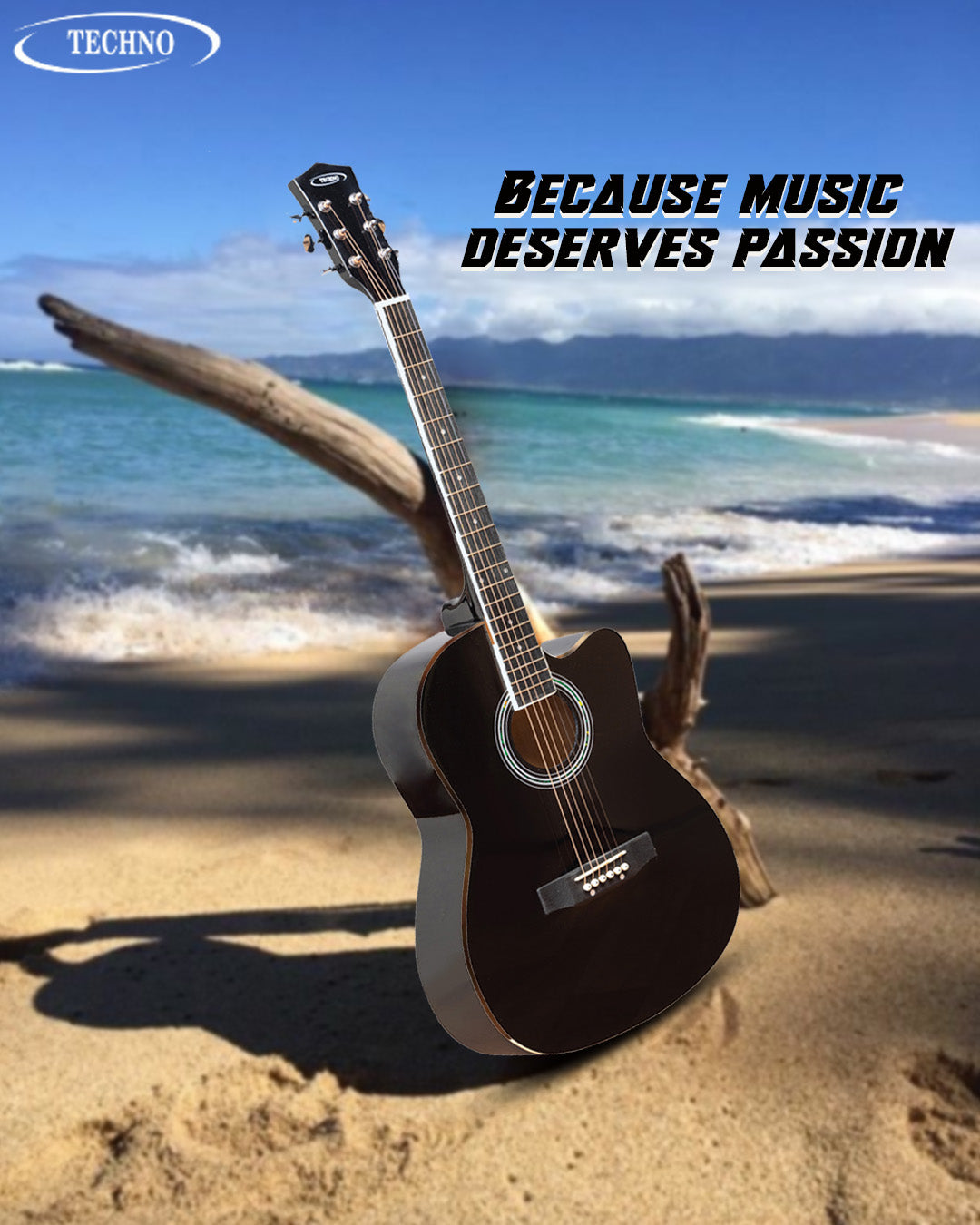 TECHNO 39 Acoustic Guitar with Spruce Top, Linden Body & Closed Die-Cast Tuners Acoustic Guitar Spruce Rosewood Right Hand Orientation