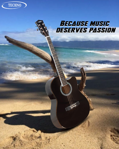TECHNO 39 Acoustic Guitar with Spruce Top, Linden Body & Closed Die-Cast Tuners Acoustic Guitar Spruce Rosewood Right Hand Orientation