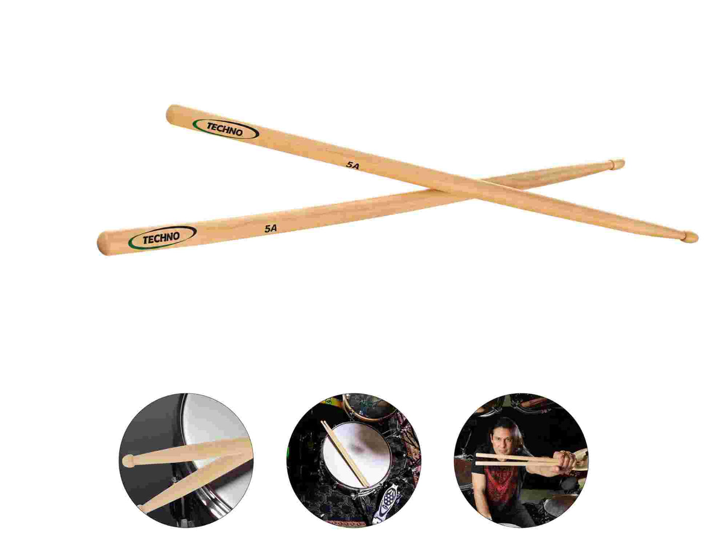 TECHNO Premium Walnut Drumsticks – 5A Size 5A Drumsticks