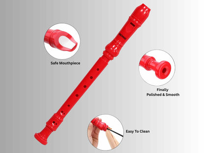 Techno Flute, Red C Scale , 12.5 Inches with Cleaning Rod, Safe Mouthpiece, Easy to Clean, Natural Premium Finish (Red)