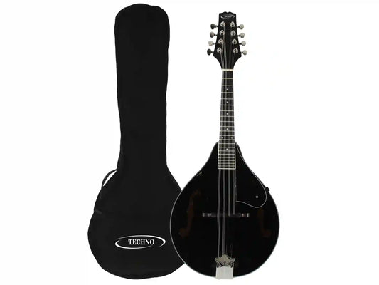 RJ-TMD24 8-String Mandolin with Okoume Neck, A-style F-Hole Mandolin (Rosewood Bridge & Padded Gig Bag-Black)